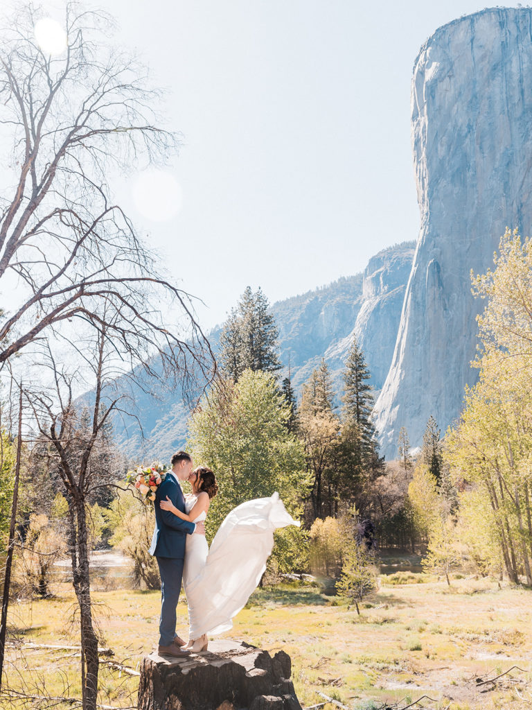 bride and groom at Yosemite 